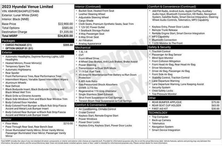 $16495 : Hyundai VENUE 2023 Limited 4 image 3