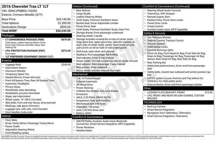 $9487 : Chevrolet Trax 2016 AWD LT 4 image 4