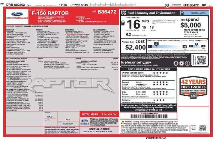 $39815 : Ford F-150 2019 4x4 Raptor 4 image 6
