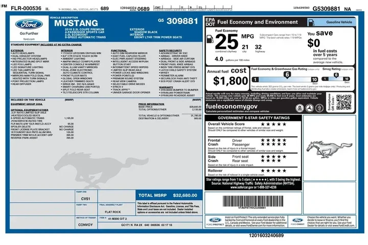 $17873 : Ford Mustang 2016 EcoBoost 2 image 8