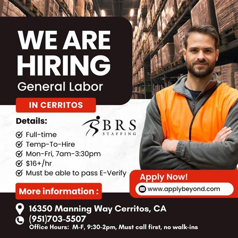 General Labor Needed Cerritos image 1