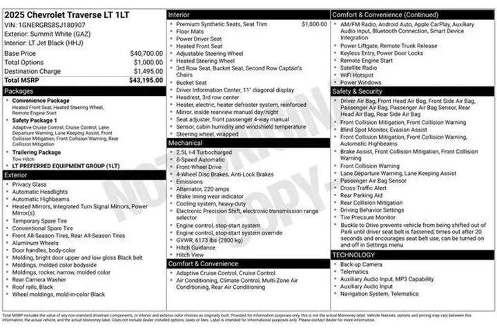 $30915 : Chevrolet Traverse 2025 LT 4 image 2