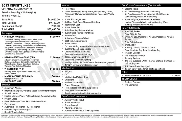 $7994 : INFINITI JX35 2013 AWD 4dr S image 2