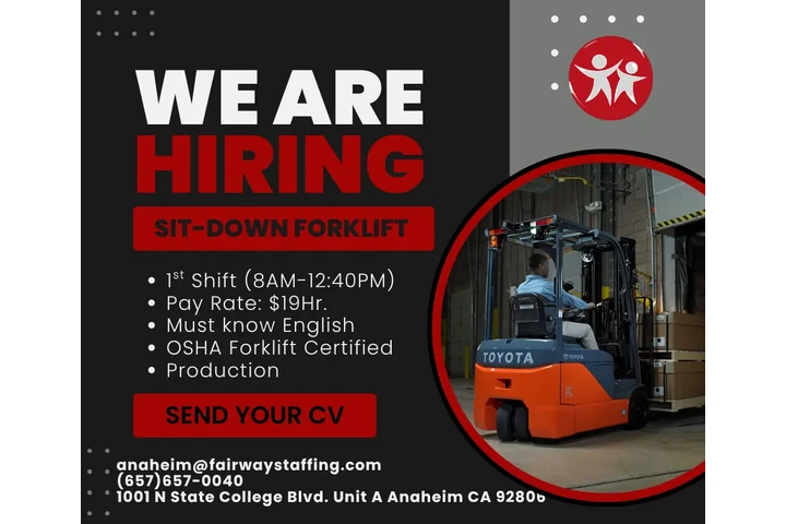 Now Hiring Sit-Down Forklift image 1