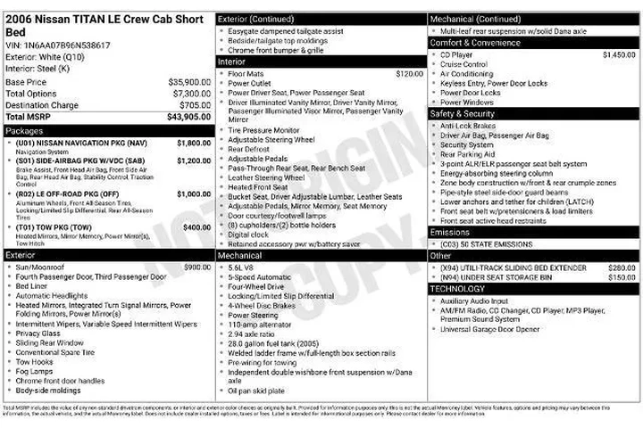 $9589 : Nissan Titan 2006 LE 4dr Cre image 2