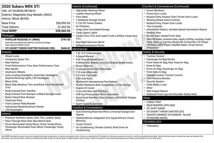 $33000 : Subaru WRX 2020 AWD STI 4dr image 3