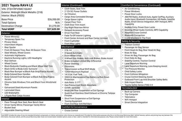 $21441 : Toyota RAV4 2021 LE 4dr SUV image 7