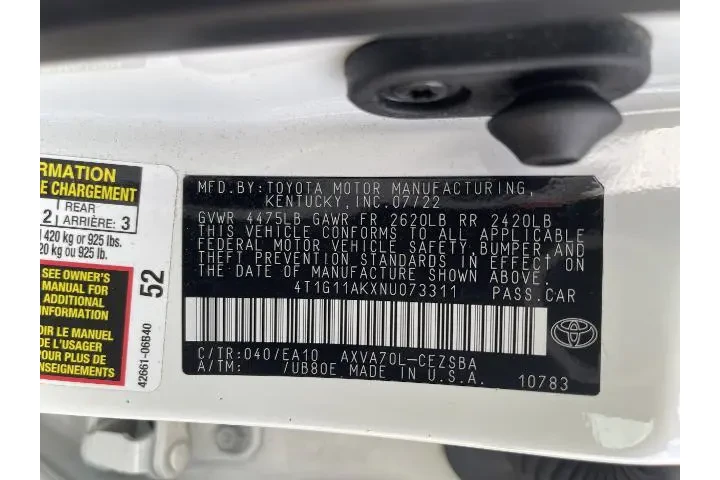 $18162 : Toyota Camry 2022 SE 4dr Sed image 5