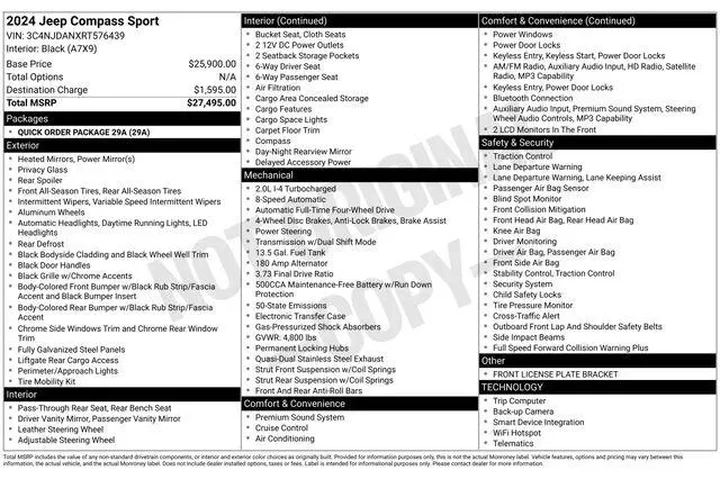 $22903 : Jeep Compass 2024 4x4 Sport image 7