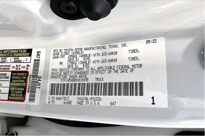 $33161 : Toyota Tundra 2022 4x2 SR5 4 image 8