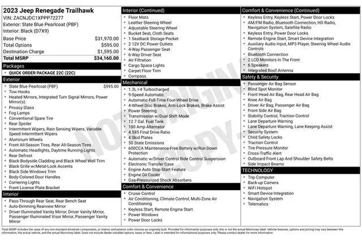 $20480 : Jeep Renegade 2023 4x4 Trail image 7