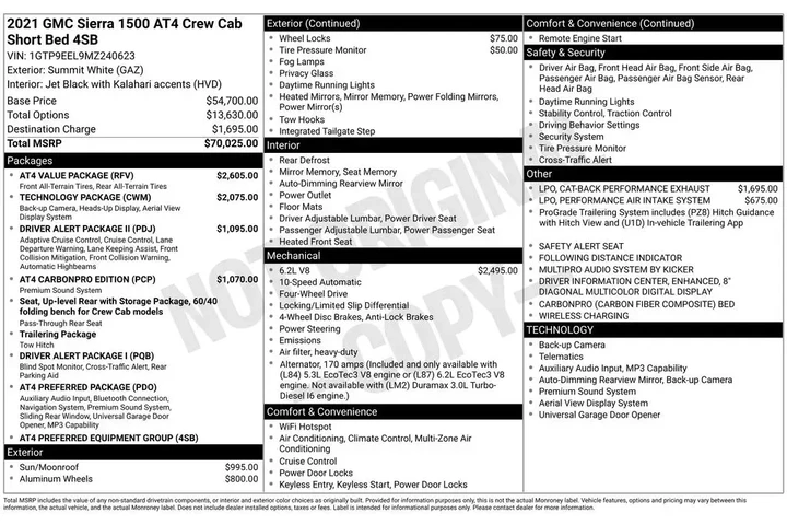 $36900 : GMC Sierra 1500 2021 4x4 AT4 image 4