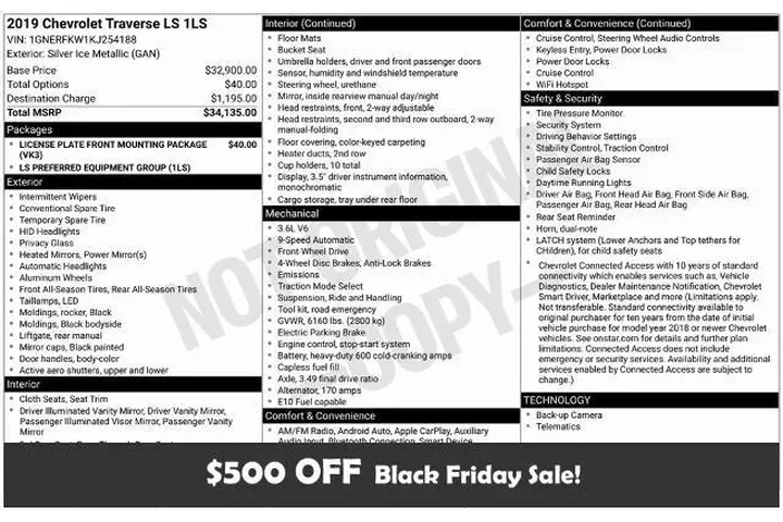 $17495 : Chevrolet Traverse 2019 LS 4 image 1