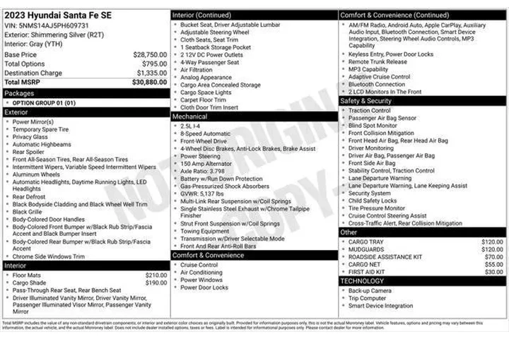 $22370 : Hyundai SANTA FE 2023 SE 4dr image 5