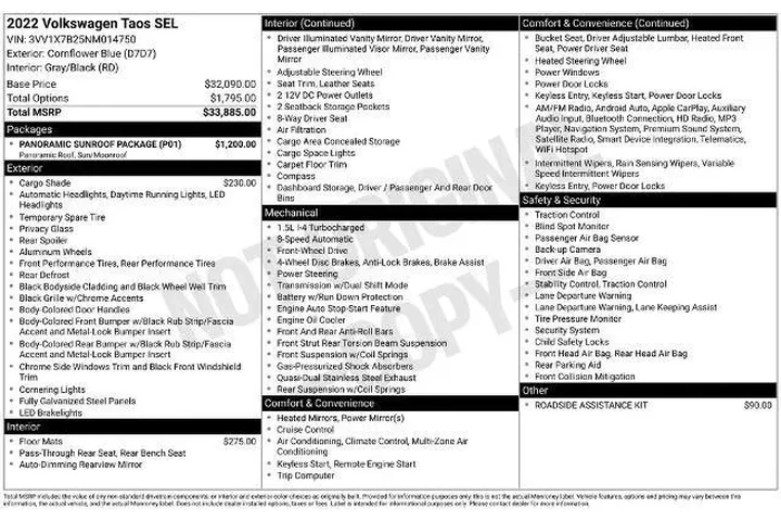 $17500 : Volkswagen Taos 2022 SEL 4dr image 3