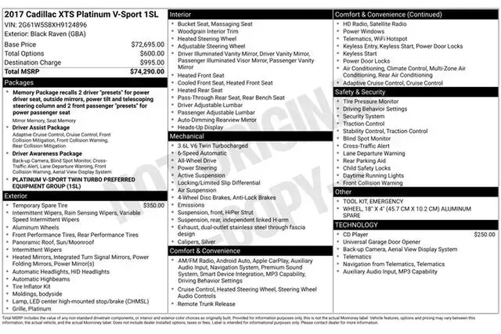 $18970 : Cadillac XTS 2017 AWD Platin image 2