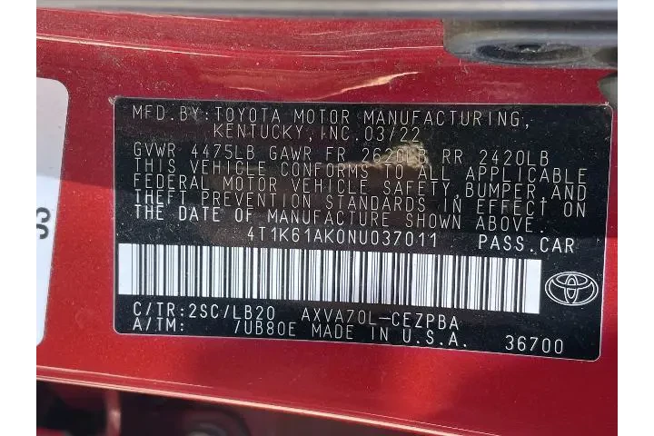 $24988 : Toyota Camry 2022 XSE 4dr Se image 5