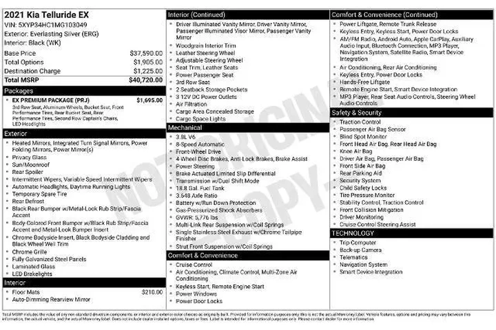 $20990 : Kia Telluride 2021 EX 4dr SU image 3