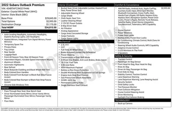 $21991 : Subaru Outback 2022 AWD Prem image 2