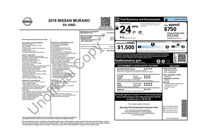 $15898 : Nissan Murano 2018 AWD S 4dr image 5