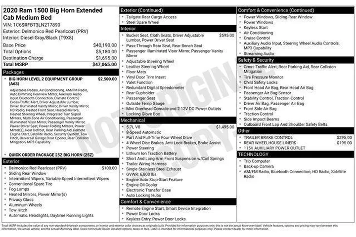 $24898 : Ram 1500 2020 4x4 Big Horn 4 image 3