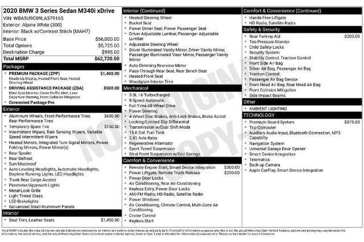 $38900 : BMW 3 Series 2020 AWD M340i image 3