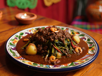 Plato de romeritos con camarones