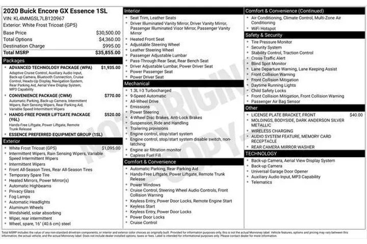 $18997 : Buick Encore GX 2020 AWD Ess image 6