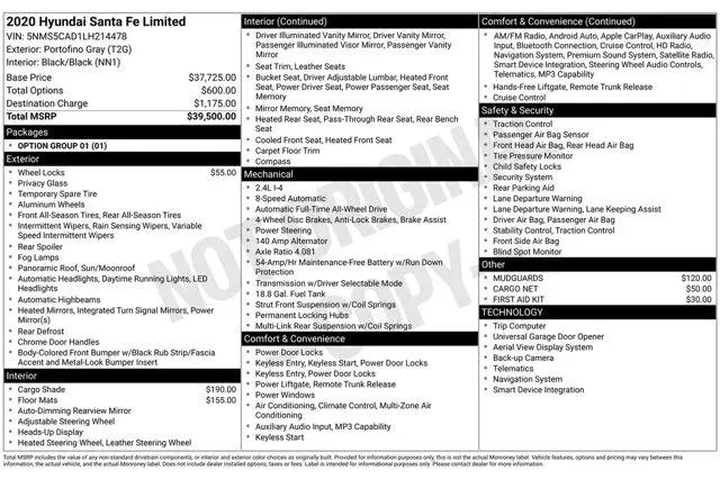 $21769 : Hyundai SANTA FE 2020 AWD Li image 2