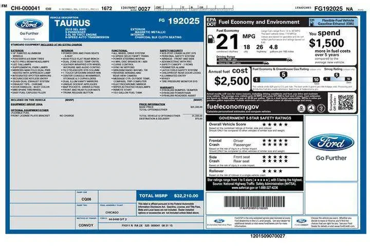 $8349 : Ford Taurus 2015 AWD SEL 4dr image 3