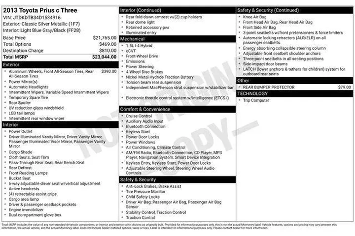 $5995 : Toyota Prius c 2013 One 4dr image 9