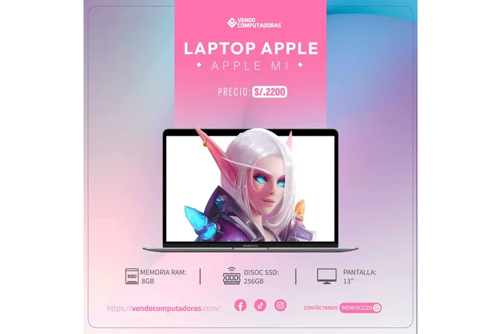 $2200 : ⚡ ¡MacBook con SSD + garantía! image 1