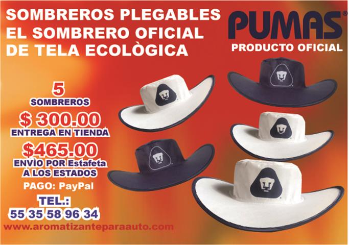 $300 : PARA LOS PUMAS UNAM SOMBREROS image 1