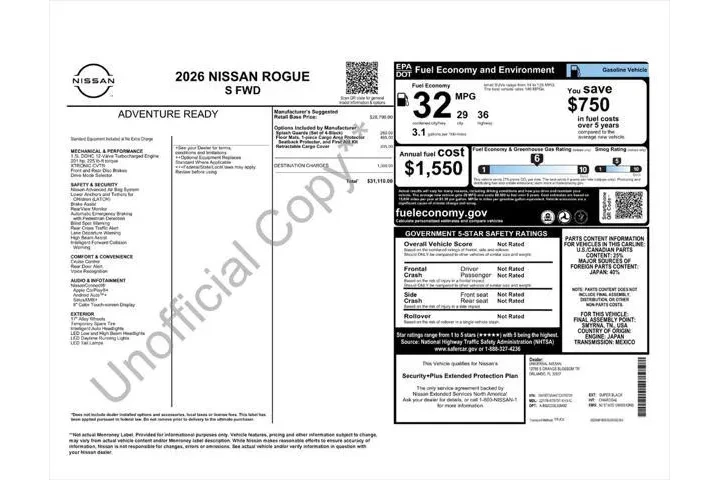 $25482 : Nissan Rogue 2026 S 4dr Cros image 4