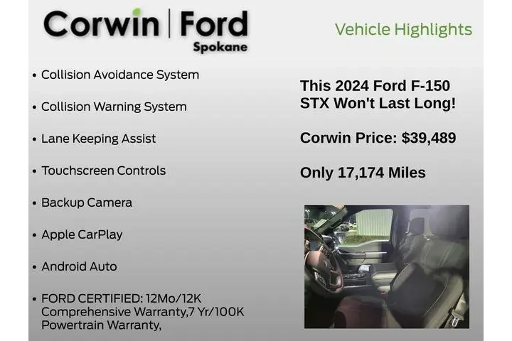 $39489 : Ford F-150 2024 4x4 STX 4dr image 7