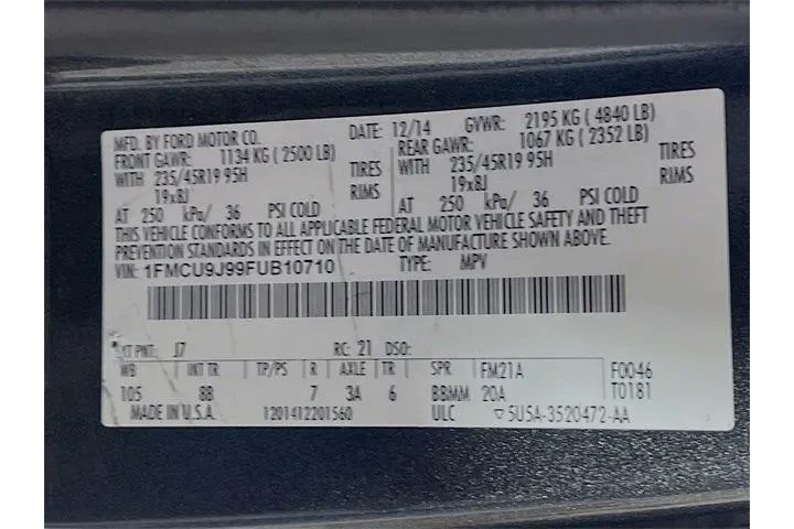 $9975 : Ford Escape 2015 AWD Titaniu image 8