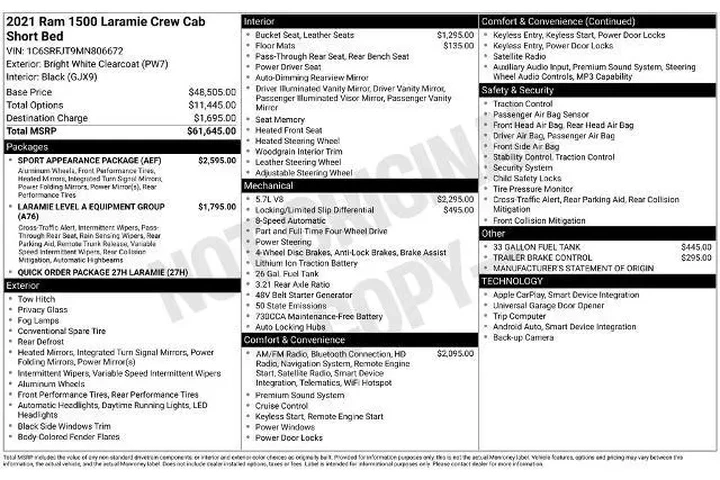 $36360 : Ram 1500 2021 4x4 Laramie 4d image 6