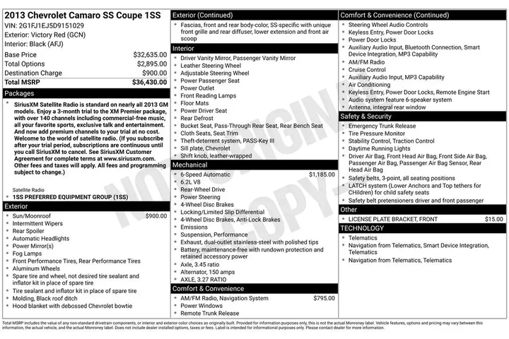 $19995 : Chevrolet Camaro 2013 SS 2dr image 7