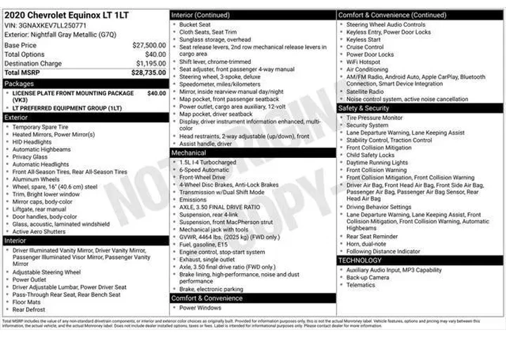 $13900 : Chevrolet Equinox 2020 LT 4d image 2