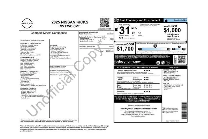 $23568 : Nissan Kicks 2025 SV 4dr Cro image 2