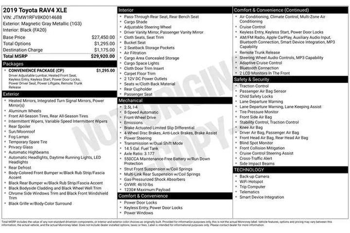 $18995 : Toyota RAV4 2019 XLE 4dr SUV image 7