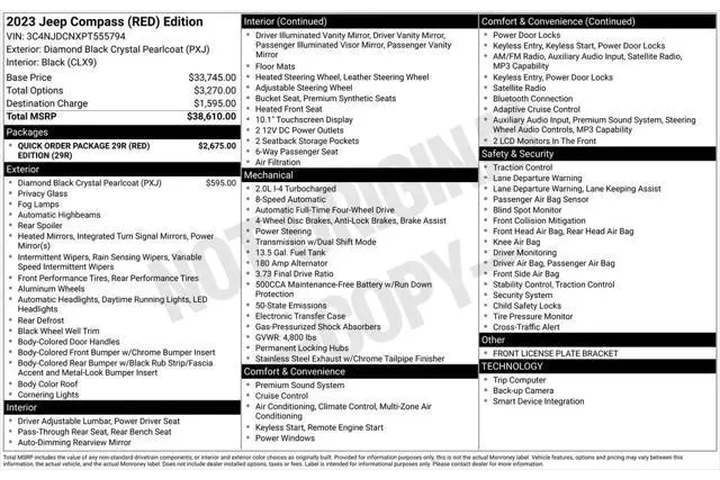 $22344 : Jeep Compass 2023 4x4 (Red) image 5