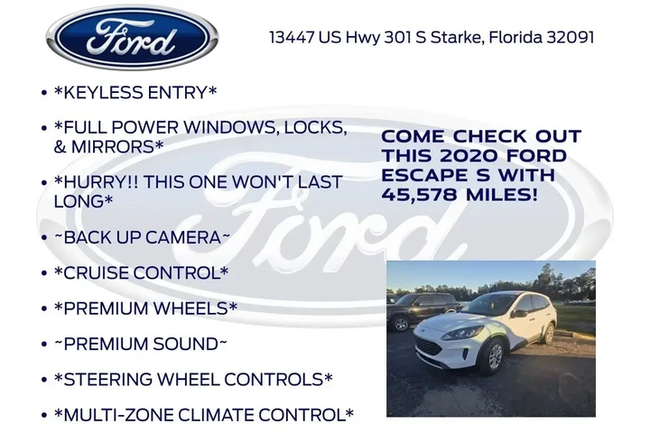 $14877 : Ford Escape 2020 S 4dr SUV image 10