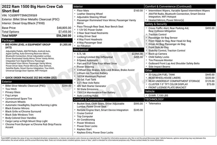 $32400 : Ram 1500 2022 4x4 Big Horn 4 image 3