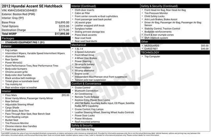 $7998 : Hyundai ACCENT 2012 SE 4dr H image 4
