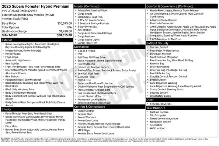 $35490 : Subaru Forester 2025 AWD Pre image 4