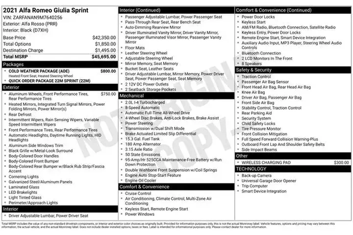 $17470 : Alfa Romeo Giulia 2021 AWD S image 2