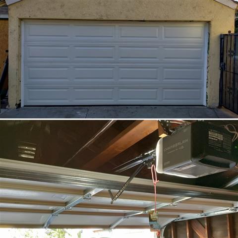 Two car garage door + motor image 2
