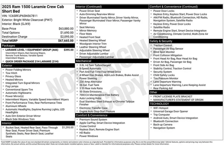 $38910 : Ram 1500 2025 4x4 Laramie 4d image 7