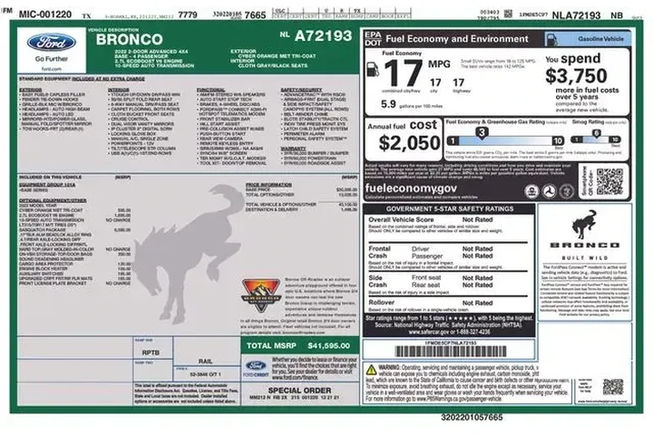 $37098 : Ford Bronco 2022 4x4 Base Ad image 7